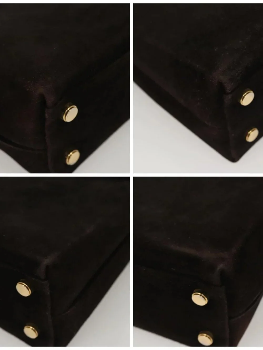 Salvatore Ferragamo Gancini Hand Bag Suede 2way Black Gold Auth BA2414 - Picture 15 of 16